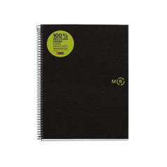 Pack de 5 - Miquel Rius Notebook4 Cahier à Spirale Eco Format A4 - Papier 100% Récupéré Post-Consommation