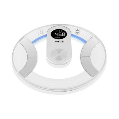 Pèse-personne numérique design rond Muvip - Écran LCD - Plateforme en verre - Poids max 180 kg - Arrêt automatique
