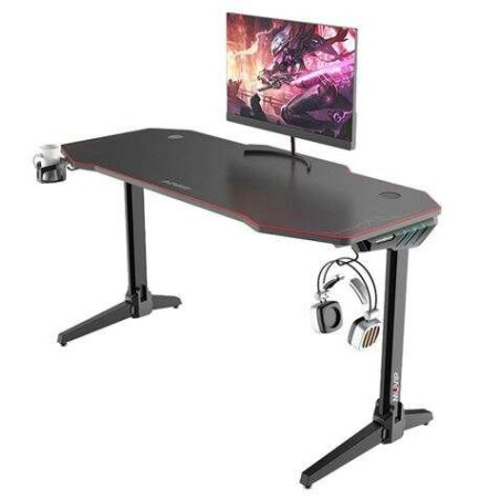 Muvip PRO800 XL Table de jeu en fibre de carbone avec lumière RVB - Solide - Tapis de 140 cm - Porte-gobelet