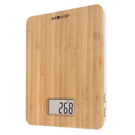 Balance de cuisine numérique Muvip Bamboo - Plateforme en bambou - Écran LCD - Capteur haute précision - Arrêt automatique