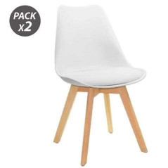 Muvip Design D200 Pack de 2 Chaises Multifonctions - Assise Rembourrée - Pieds en Bois - Usage Intérieur