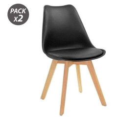 Muvip Design D200 Pack de 2 Chaises Multifonctions - Assise Rembourrée - Pieds en Bois - Usage Intérieur