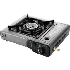 Muvip Réchaud à gaz portable 1 brûleur avec adaptateur de bouteille externe Allumage automatique Brûleur en aluminium