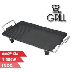 Plancha Grill Électrique Muvip 1500W - 2 Zones Lisse et Grill - Plaque Antiadhésive - Poignées Toucher Froid