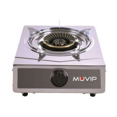 Cuisinière à gaz en acier inoxydable Muvip Strong Series 1 brûleur - Allumage piézoélectrique - Brûleur en fonte amovible