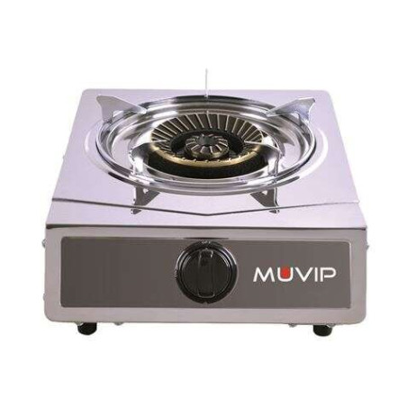 Cuisinière à gaz en acier inoxydable Muvip Strong Series 1 brûleur - Allumage piézoélectrique - Brûleur en fonte amovible