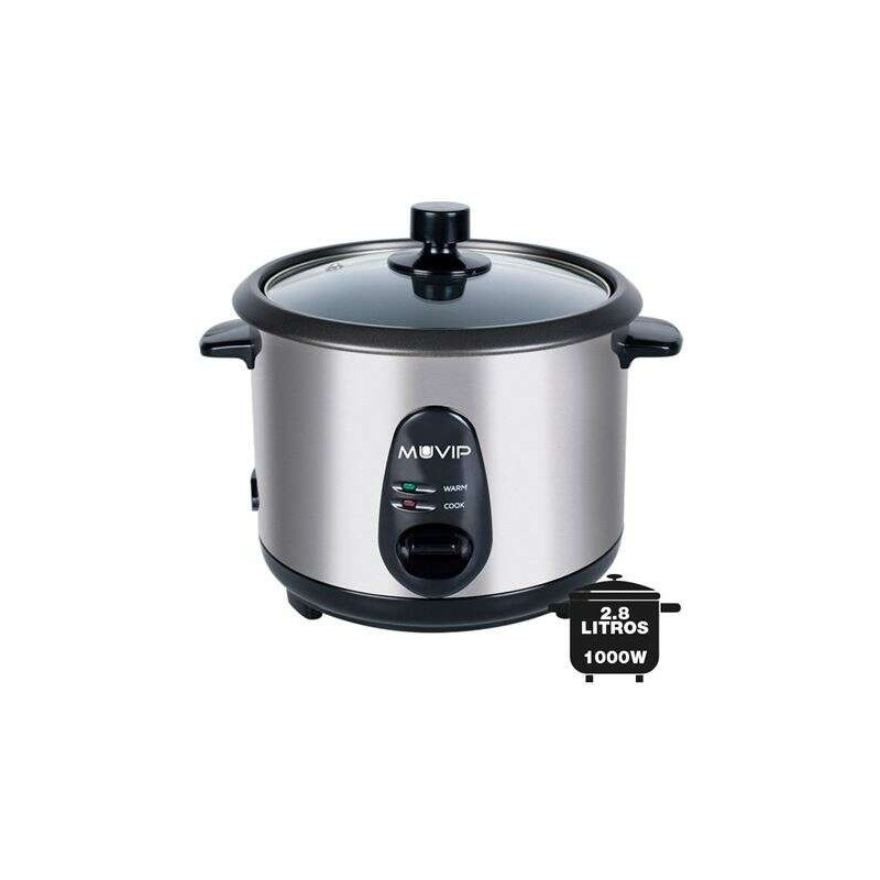 Cuiseur à Riz Muvip - Capacité 2,8 Litres - Puissance 1000W - Corps en Acier Inoxydable - Récipient Antiadhésif
