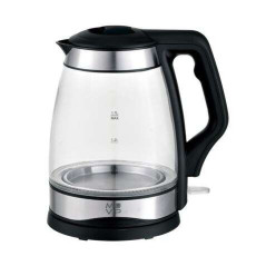 Bouilloire en verre inox Muvip 1,7 litre 2200W - Indicateur de niveau d'eau - Base rotative 360º - Couleur noire