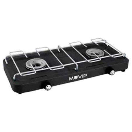Cuisinière à Gaz Muvip 2 Feux avec Grille Amovible - Base Antidérapante - Couleur Noir
