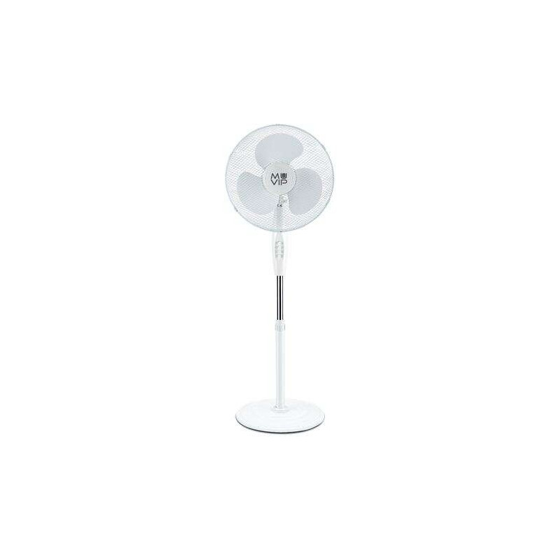 Muvip Ventilateur Sur Pied 45W 3 Pales - 3 Vitesses - Hauteur et Inclinaison Réglables - Base Renforcée - Coloris Blanc