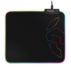Tapis de jeu Krom Knout RGB - Éclairage RGB - Surface en microfibre - Base en caoutchouc - 32x27x0,3 cm - Couleur noire