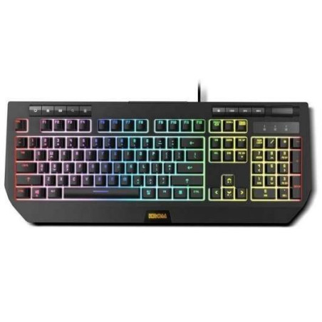 Clavier Gaming USB Semi-Mécanique Krom Kuma - Éclairage RGB avec Effets - 9 Touches Multimédia - Molette de Volume