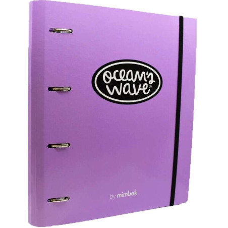 Dossier en Carton Résistant aux Vagues Océans - 4 Anneaux Mixtes de 40 mm - Fermeture en Caoutchouc