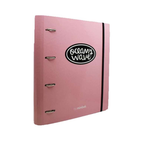 Classeur en Carton Résistant aux Vagues Océans - 4 Anneaux Mixtes de 40 mm - Fermeture en Caoutchouc