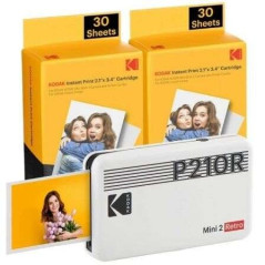 Pack Imprimante Photo Portable Bluetooth Rétro Kodak Mini 2  60 Feuilles de Papier Photo - Format dimpression 53x86 cm