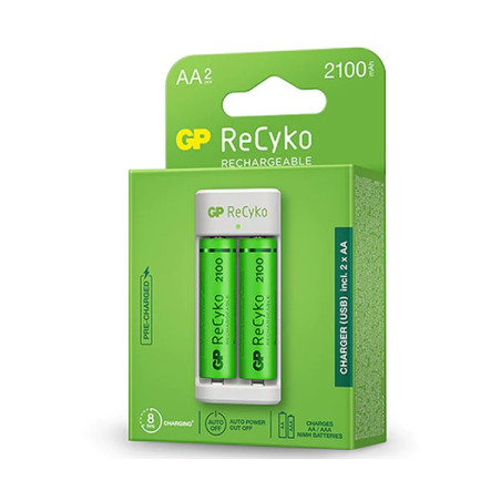 Pack Chargeur USB GP ReCyko + 2 Piles Rechargeables AA 2100mAh