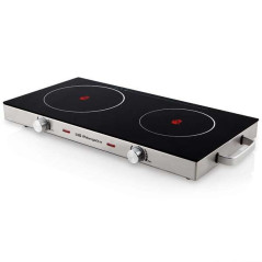 Table de Cuisson Vitrocéramique Portable Orbegozo PCE 6000 - Puissance Totale 2800W - Surface en Verre Trempé Résistant