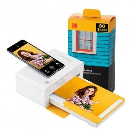 Pack Imprimante Photo Portable Bluetooth Kodak Dock Plus + 80 Feuilles de Papier Photo 10x15cm - Format d'impression 10x15cm