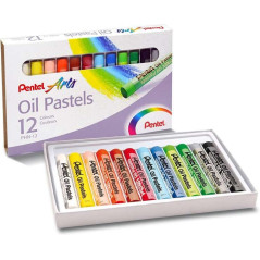 Pentel Pastels à lhuile Pack de 12 pastels à lhuile - Doux crémeux et séchage lent - Couleurs assorties