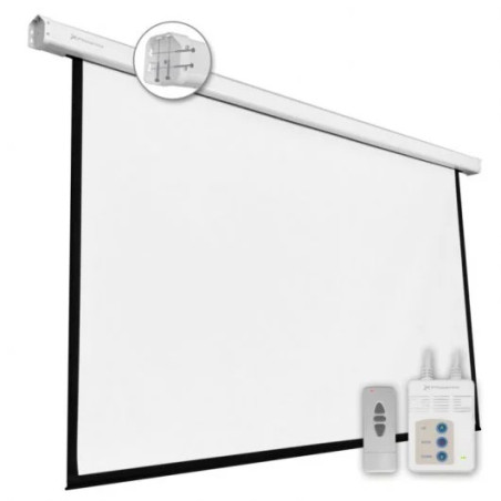 Écran de projection Phoenix Electric 2400 × 2400 mm - Montage mural - Télécommande - Surface blanc mat - Couleur blanche