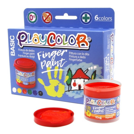 PlayColor Basic Finger Paint Lot de 6 flacons de peinture au doigt 40 ml - Testé dermatologiquement - Séchage rapide