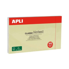Apli Classic Bloc de 100 Notes Autocollantes 125 x 75 mm - Jaune