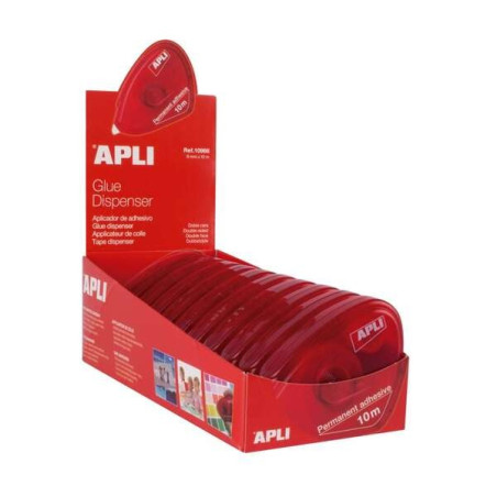 Apli Présentoir de 10 Applicateurs Adhésifs Double Face 8 mm x 10 m