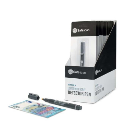 Safescan 30 Présentoir de 10 stylos détecteurs de faux billets - Vérification en 2 secondes - Encre à base d'iode