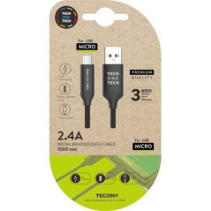 Câble TechOneTech USB-A mâle vers micro-USB mâle 1 m - revêtement en nylon tressé