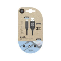 Câble TechOneTech USB-A mâle vers Lightning mâle 1 m - revêtement en nylon tressé
