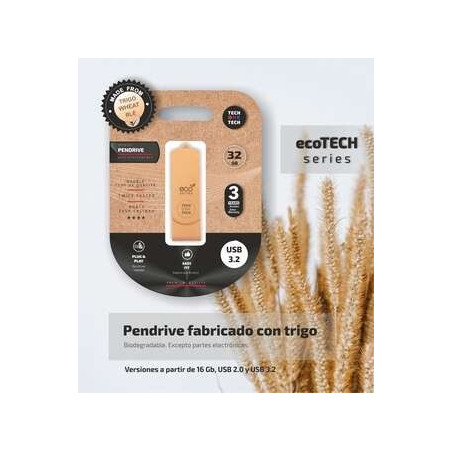 TechOneTech ecoTech Mémoire USB 32 32 Go Pendrive  Fabriquée avec de la paille de blé