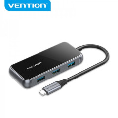 Vention HUB 5 en 1 USB-C vers USB3.0*4/PD - 0.15m - Couleur Gris Piano