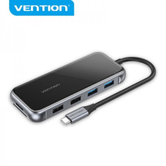 Vention Station d'accueil 10 en 1 USB-C vers HDMI 4KVGA2xUSB202xUSB30RJ45Lecteur SDMicroSDPD100W - 015m