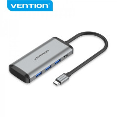 Vention HUB 6 en 1 USB-C vers 3xUSB30TFSDPD - 015m - Aluminium Gris