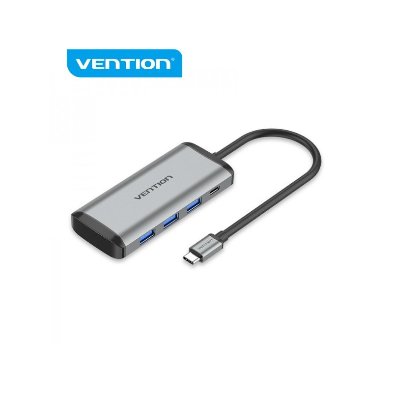 Vention HUB 6 en 1 USB-C vers 3xUSB30TFSDPD - 015m - Aluminium Gris