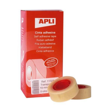 Apli Pack de 8 Rubans Adhésifs Transparents 19 mm x 33 m