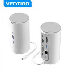 Vention Station d'accueil 12 en 1 USB-C vers HDMI 4KVGA3xUSB30USB-C Gen1RJ45Lecteur SD2XJack AudioDC 5VPD100W TPHWC