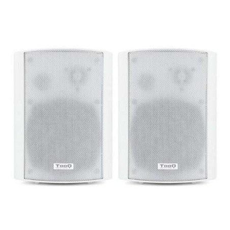 Enceintes murales amplifiées Tooq 60 W - Contrôle du volume des aigus et des basses - Support rotatif à 180  - Couleur blanche