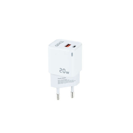 Chargeur Mural Tooq USB-CPD  USB-AQC 20W - Blanc