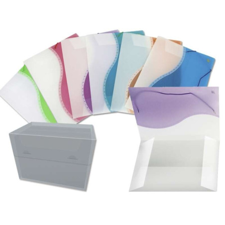 Pack de 6 - Oui Chemise A4+ à rabats - Polypropylène translucide - Fermeture en caoutchouc - Couleurs assorties