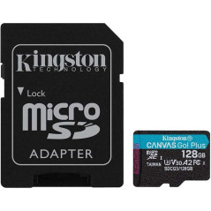 Carte Micro SDXC Kingston 128 Go UHS-I U3 V30 Classe 10 170 Mos Canvas Go Plus avec adaptateur