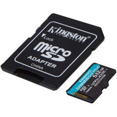 Carte Micro SDXC Kingston 512 Go UHS-I U3 V30 Classe 10 170 Mos Canvas Go Plus avec adaptateur