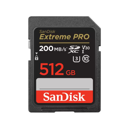 Carte SDXC Sandisk Extreme Pro 512 Go UHS-I U3 V30 Classe 10 170 Mo/s