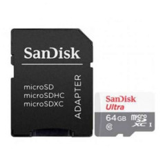 Carte Sandisk Ultra Micro SDXC 64 Go UHS-I U1 Classe 10 100 Mos  Adaptateur SD