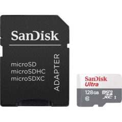 Carte Sandisk Ultra Micro SDXC 128 Go UHS-I U1 Classe 10 100 Mos  Adaptateur SD