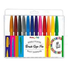 Pentel Brush Sing Pen Lot de 12 marqueurs à pointe pinceau – Lignes fines ou épaisses selon la pression – Fabriqués avec 81 % de