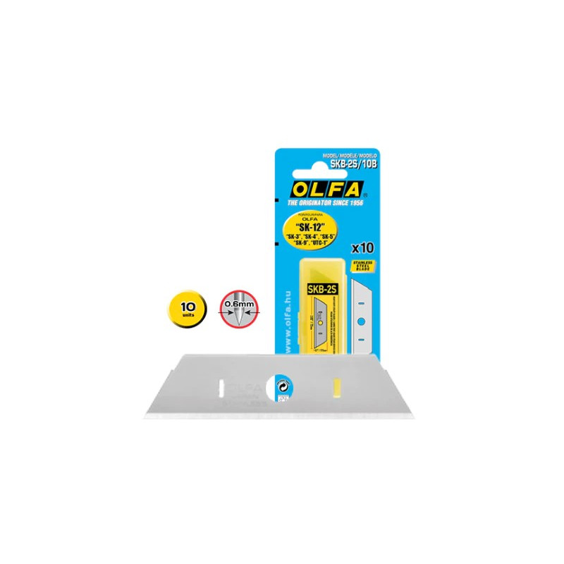 Olfa Pack de 10 lames de rechange pour couteaux Olfa SK-12, SK-4, SK-5, SK-9 et UTC-1 - Acier inoxydable