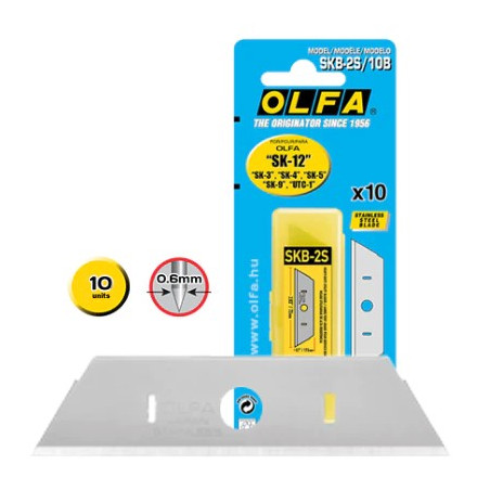 Olfa Pack de 10 lames de rechange pour couteaux Olfa SK-12, SK-4, SK-5, SK-9 et UTC-1 - Acier inoxydable