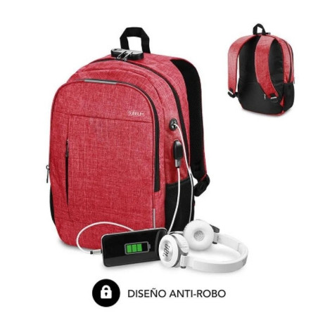 Sac à dos Subblim Urban Lock System - Synonyme de sécurité - Excellente capacité dorganisation - Connecteur USB pour Powerbank