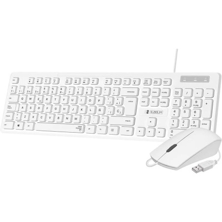 Subblim Combo Business Slim Silent - Clavier et Souris - Ergonomique et résistant aux éclaboussures - Connecteur USB Plug & Play